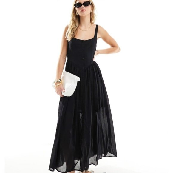 ASOS Design Dresses & Skirts - ASOS DESIGN Voile Maxi Dress Size 4 Black Whimsigoth Witchy Fairy Goth Regency
